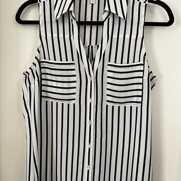 Express Black and White Striped Button Down Shirt - Picture 1 of 2